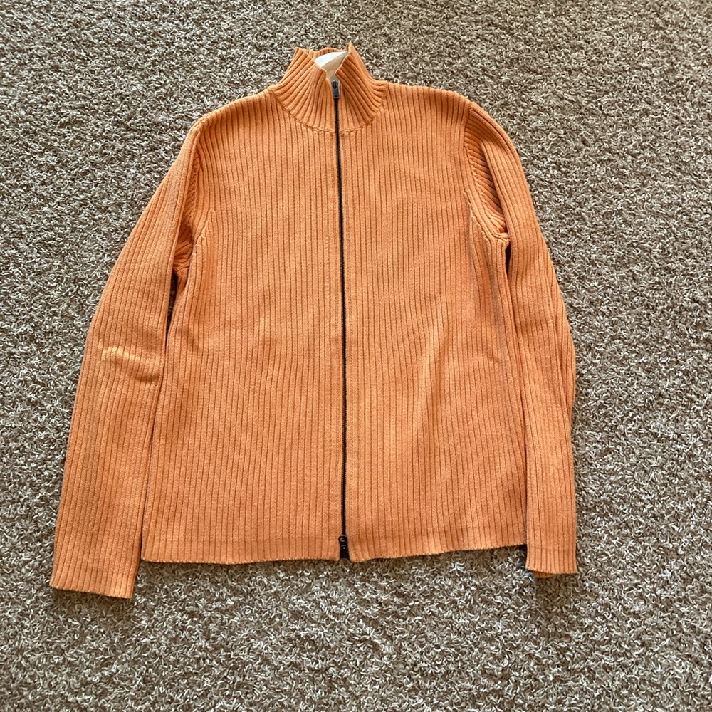 Polo Jeans Company, Men’s Zip Up Sweater, Large, Orange
